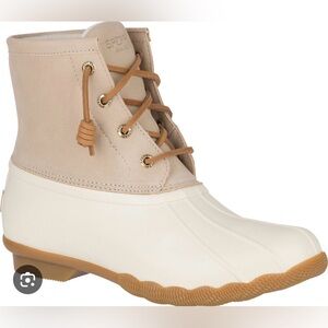 Sperry Women's Beige and Cream saltwater duck boot